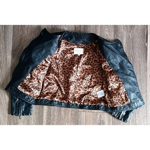 Hannah Banana Leather Jacket Size 6X Cheetah Animal Interior Girls Faux Leather - Picture 4 of 9